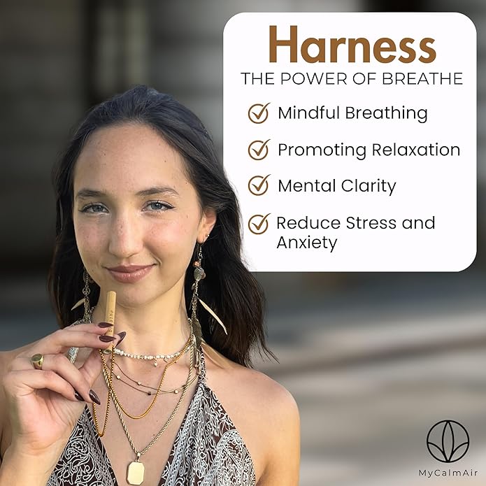 Bamboo Breathing Necklace for Meditation, Mindfulness Tool, Stress Reducer, Eco-Friendly Breathe Pendant, Portable Relaxation Gift for Men & Women