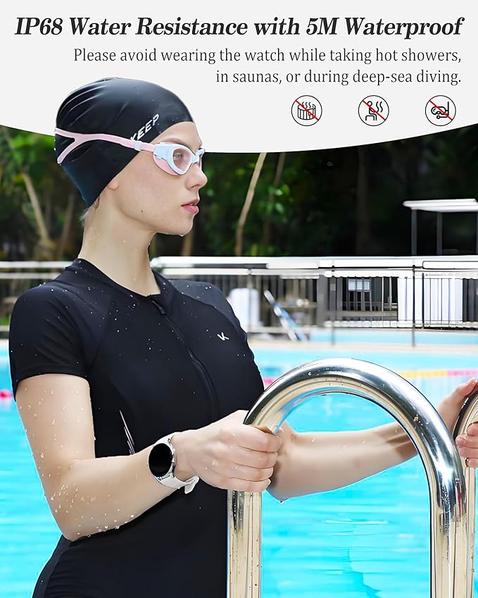 Smart Watch, 41mm Fitness Tracker, Answer/Make Calls, Digital Smartwatch with Heart Rate/Stress/Sleep Monitor, AI Voice, IP68 Waterproof Watch Calculator, Calendar, Games for Lady Women & Men