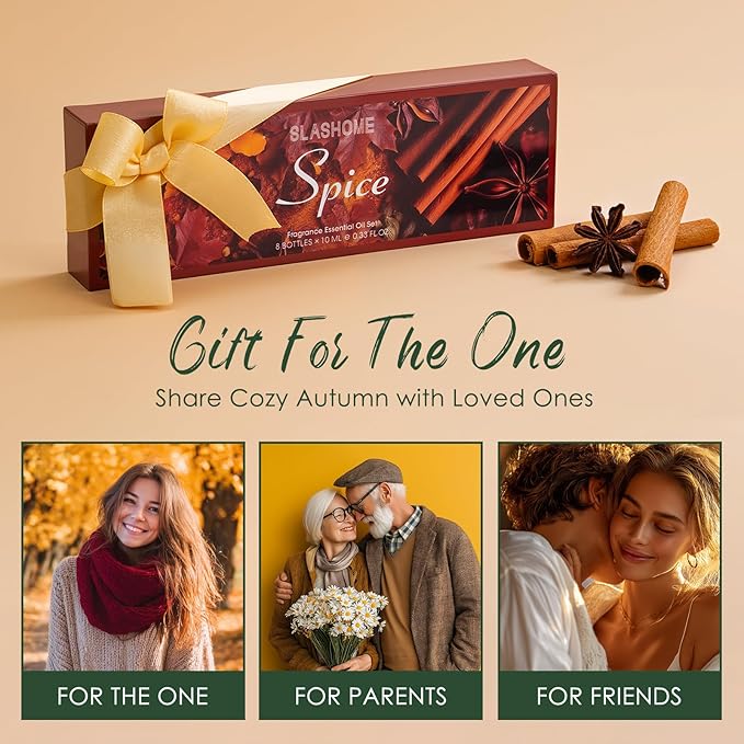 ﻿Fall Essential Oils Set | 8 Pcs Autumn Essential Oils for Diffusers for Home, Fragrance Oil for Candle, Aromatherapy Gift Set | Pumpkin Pie, Cinnamon, Apple Cider, Vanilla, Fall Leaf & More