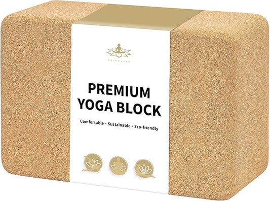 Hatha Yoga Cork Yoga Block, Natural Cork from Portuguese, Premium Brick, Eco-Friendly Yoga Accessories for Yoga, Pilates & Stretching