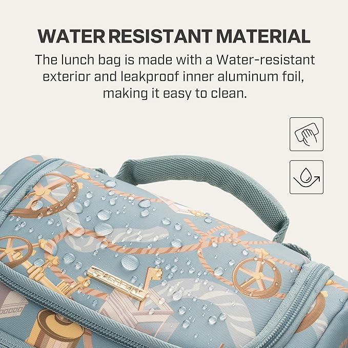 Everfun Expandable Lunch Box for Women with Container, Double Deck Lunch Bag Insulated Leakproof Large Cooler Bag with Adjustable Strap