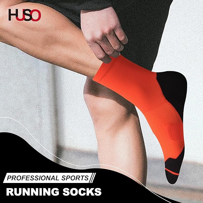 HUSO Compression Ankle Running Socks: Athletic Socks for Men Women with Cushion,Work Hiking Basketball Sport Socks 3 Pairs