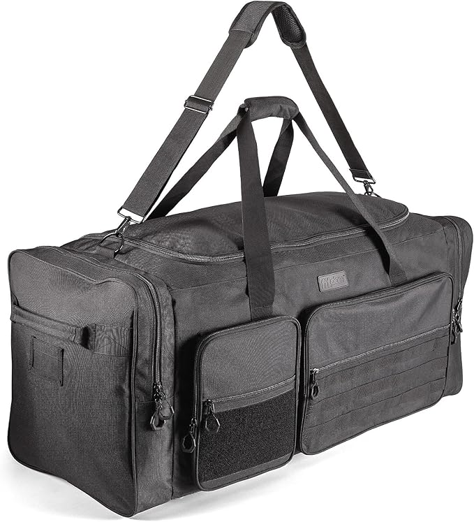 Fitdom 130L 36" Heavy Duty Extra Large Sports Gym Equipment Travel Duffle Bag W/Adjustable Shoulder Strap & 7 Compartments. Perfect for Soccer Baseball Basketball Hockey Football, Team Coaches & More