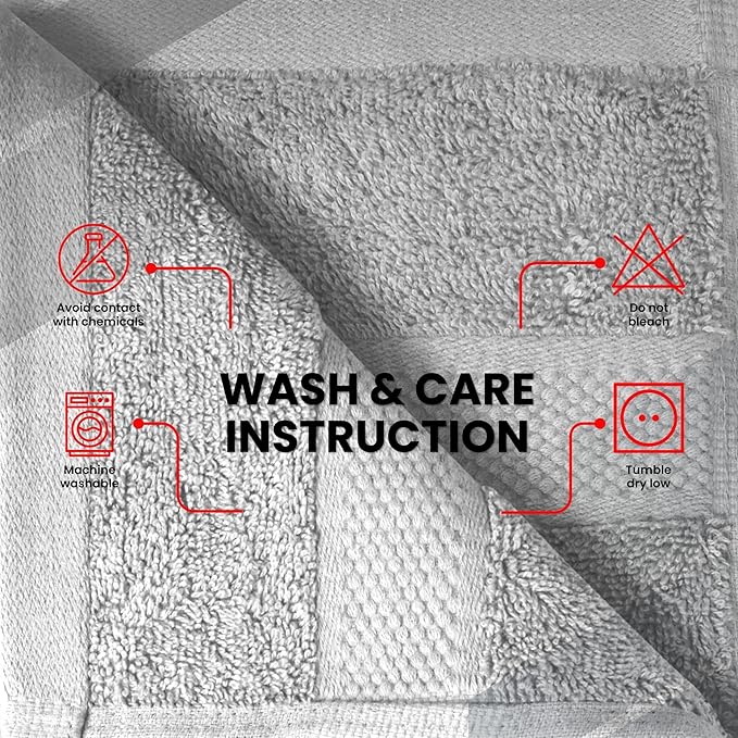 Infinitee Xclusives Luxury Wash Cloths for Showering [13x13] – 100% Cotton Washcloths [Pack of 4], Soft and Absorbent Face Towels for Bathroom Wash Clothes, Gym, and Spa (Charming Grey)