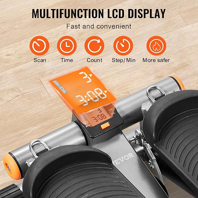 VEVOR Stair Stepper, Mini Stepper for Exercise at Home, Hydraulic Fitness Stepper with Resistance Bands, Full Body Workout Cardio Equipment, Stair Climber with LCD Monitor, 330LBS Load Capacity