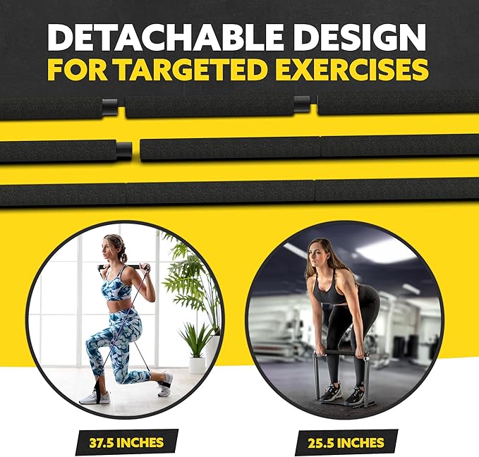 Portable Resistance Band Bar - Steel Resistance Bar for Resistance Bands - Resistance Bar for Working Out - Dual Cable Machine Bar - Straight Bar Cable Attachment - Adjustable from 38" to 26"