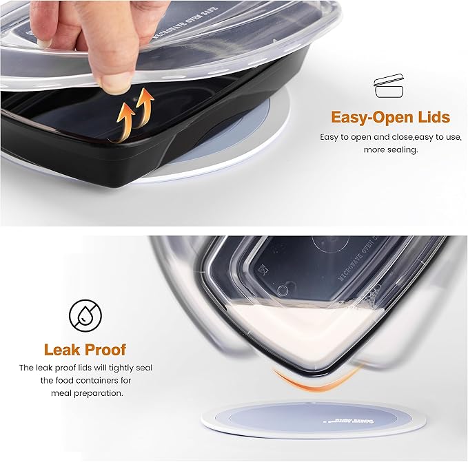 Glotoch Meal Prep Containers Reusable, 50Pack 32oz Plastic Food Prep Storage Containers with Lids,BPA Free,Microwave, Dishwasher Safe Disposable To Go Containers for Meal Plan,Single Compartment