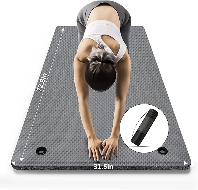 LFS Yoga Mat 72.8" x 31.5" x 2/5 inch Thick With Strap and Bag, Extra Wide Workout Mat for Women and Men, Non Slip Exercise Mat for Home Outdoor Yoga, Pilates, Stretching, Floor & Fitness Workouts