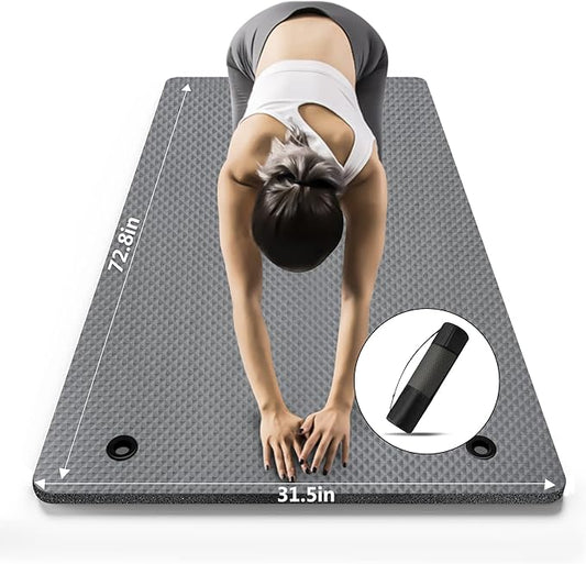 LFS Yoga Mat 72.8" x 31.5" x 2/5 inch Thick With Strap and Bag, Extra Wide Workout Mat for Women and Men, Non Slip Exercise Mat for Home Outdoor Yoga, Pilates, Stretching, Floor & Fitness Workouts