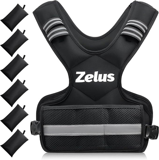 ZELUS Weighted Vest for Men and Women | 4-10lb/11-20lb/20-32lb Vest with 6 Ironsand Weights for Home Workouts | Adjustable Body Weight Vest Exercise Set for Cardio and Strength Training