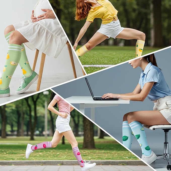 fenglaoda Compression Socks for Women Men Support Circulation 6 Pairs Socks For Nurse, Travel, Flight