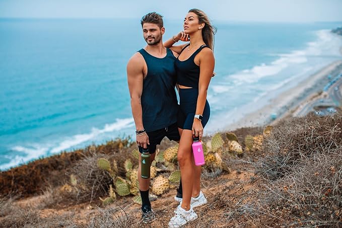 HYDRO CELL Stainless Steel Water Bottle with Straw & 2 Standard Mouth Lids (32oz 24oz 20oz 16oz) Keeps Liquids Hot or Cold w/Double Wall Vacuum Insulated Leak Proof Sport Design (Army 20oz)