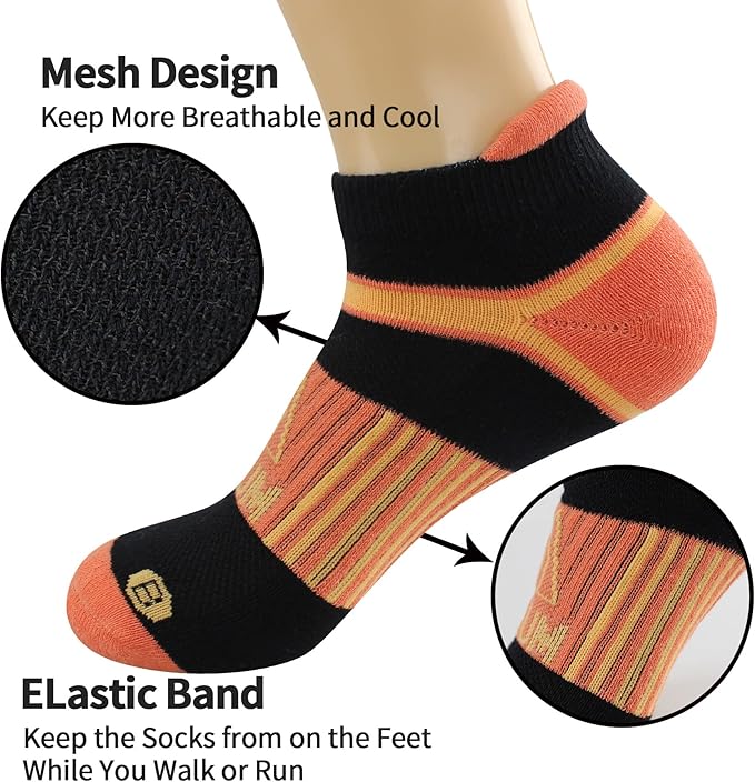 BIOAUM Cushioned Men's Ankle Socks, 6 Pairs Cotton Athletic Sport Breathable Low Cut Socks for Running Size 8-9.5/10-13/12-14