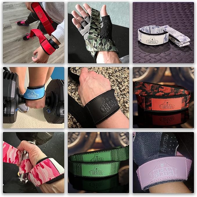 Bear Grips Lifting Straps - Gym & Weightlifting Straps for Men & Women, Deadlift Support, 2 Pairs