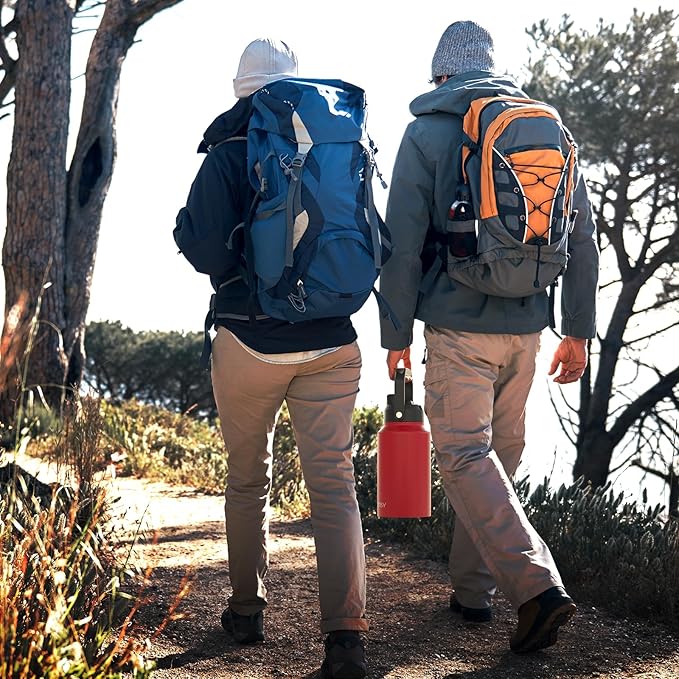 2/3 Gallon Water Bottle Insulated(Cold for 48 Hrs),BPA Free&Leak Proof,87oz Stainless Steel Water Jug/Flask,Big thermo,Large Water Bottle with Handle for Gym,Hiking,Camping,Red