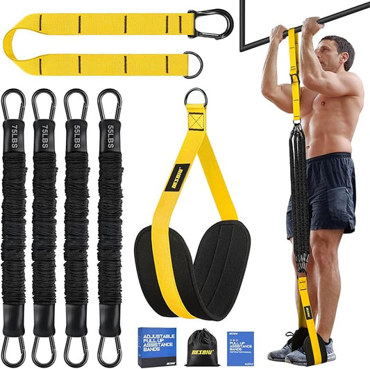 Pull Up Assistance Bands 260lbs, Heavy Pull Up Bands Resistance Bands for Pull Ups Working Out with Feet Rest, Pull Up Bar Bands Assistance Bands Strength Training Workout Equipment, Height Adjustable