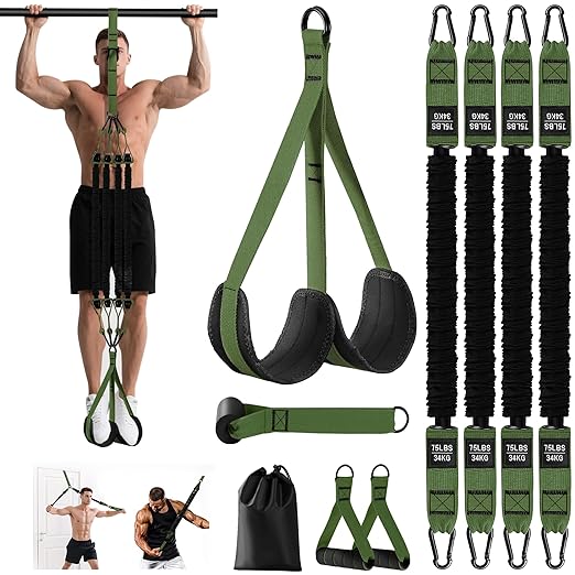 Pull Up Assistance Bands - Adjustable Heavy Duty Pull Up Assist Workout Bands for Men, Women, and Seniors - Resistance Bands for Pull Ups - Pull Up Bar Accessories (Green)