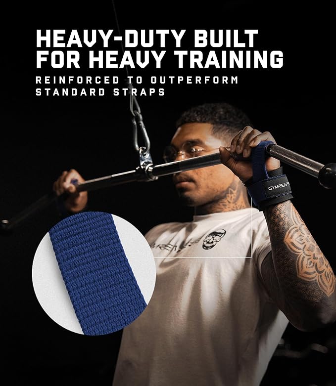 Gymreapers Weight Lifting Straps With Dowel - Wrist Straps for Weightlifting - Workout Deadlift Wrist Weights - Reinforced Stitching & Padded Fit Gym Accessories for Strength & Gym Hand Grip