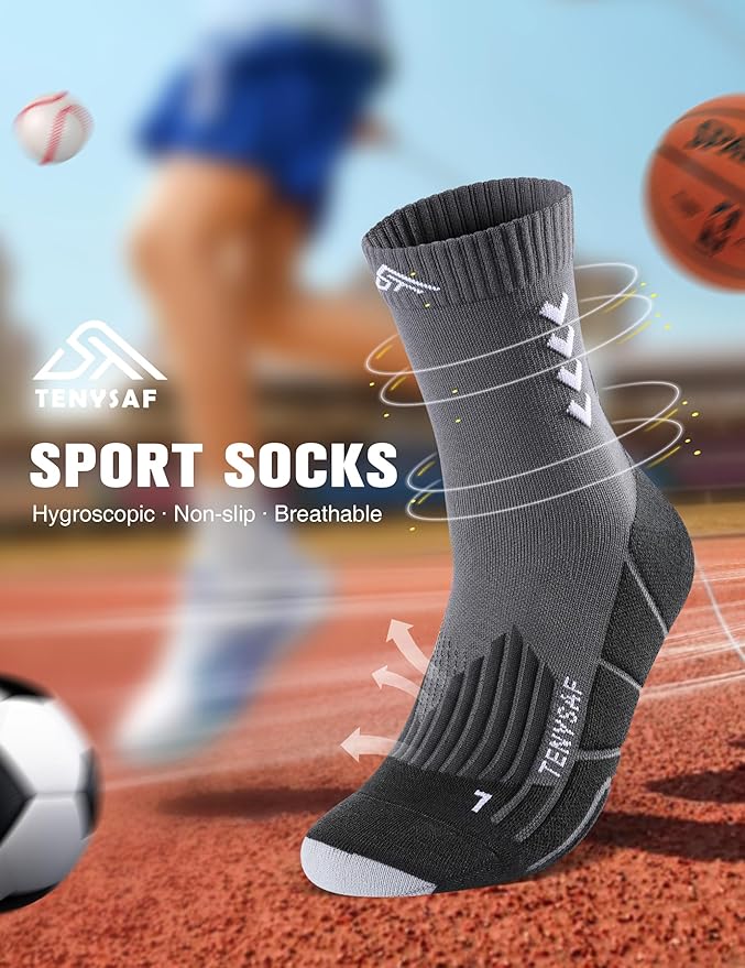 Compression Crew Running Socks: Athletic Socks for Men Women with Cushion,3 Pairs Work Hiking Basketball Sport Socks