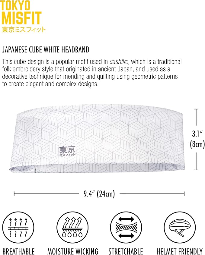 Tokyo Misfit - Japanese Headbands for Men & Women, Sweat Band, Workout, Yoga, Fashion, Running, Sports, Basketball, Bandana