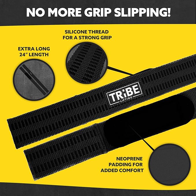 Heavy Duty Wrist Wraps & Lifting Straps – Weightlifting Wrist Wraps for Men with Silicone Grip & Padding – Gym Wrist Straps for Weightlifting