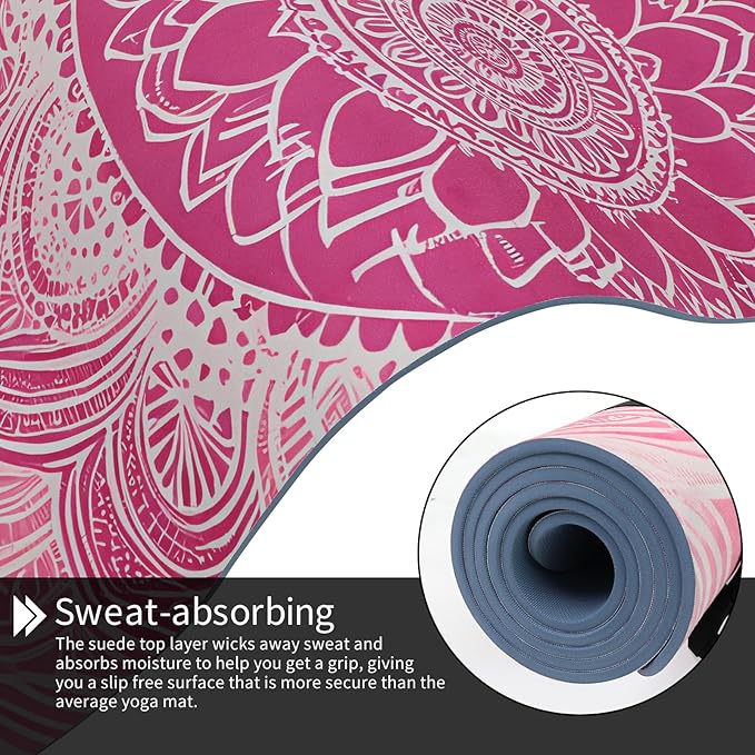 Yoga Mat Non-Slip Extra Thick 72"x32/24" Extra Wide Fitness Exercise Mat TPE Material High Elastic Hot Yoga Mat for Women Yoga Pilates Home Floor Workout (Cow Coffee)