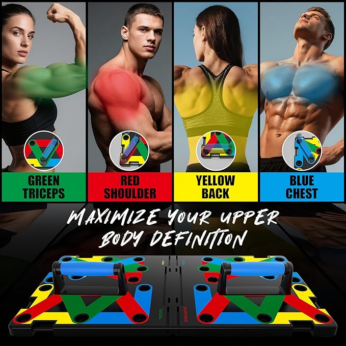 Solid Push Up Board 15 in 1 Home Workout Equipment Multi-Functional Pushup Stands System Fitness Floor Chest Muscle Exercise Professional Equipment Burn Fat Strength Training Arm Men & Women Weights