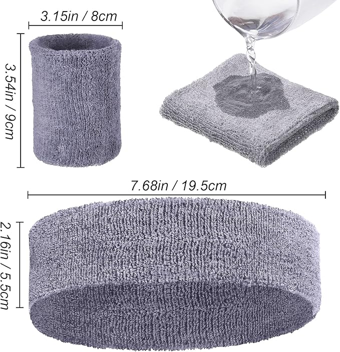 Civaner 12 Pcs 80s 90s Sweatbands Neon Headbands Wristbands for Men Women Party Sports Cotton Headbands Terry Cloth Athletic Sweat Bands for Tennis Football Gym Workingout Accessories