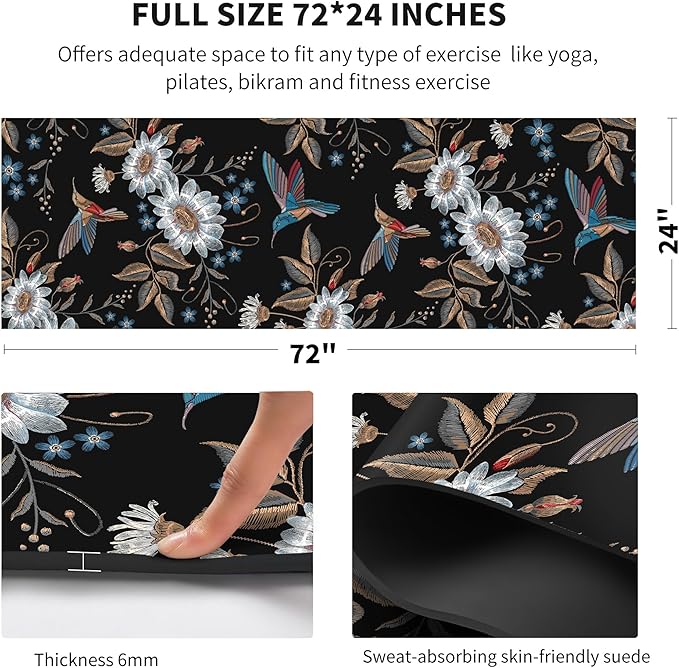 nuveti Yoga Mat Print Extra Thick TPE Non Slip Fitness Exercise Mat with Carrying Bag,72"x24" Extra Thick 6MM Exercise & Workout Mat for Yoga, Pilates Fitness and Floor Exercises