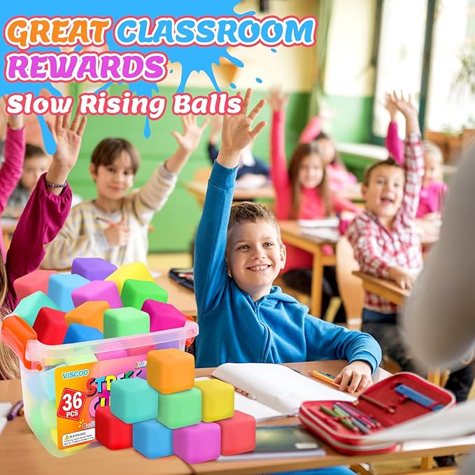 36 Pack Slow Rising Stress Cube, Dough Stress Balls Squishy Fidget Toys Bulk for Anxiety Relief, Soft Fidget Cube, Pull Stretch Squishy Toys for Classroom Prize, Party Favors for Kids Adults