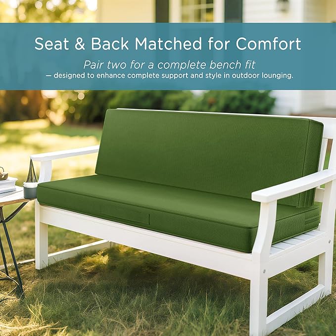 Codi Outdoor Bench Cushion 36 inch, Double Waterproof Patio Furniture Cushions Replacement for Swing, Porch, Couch, 36x18x3'', Green