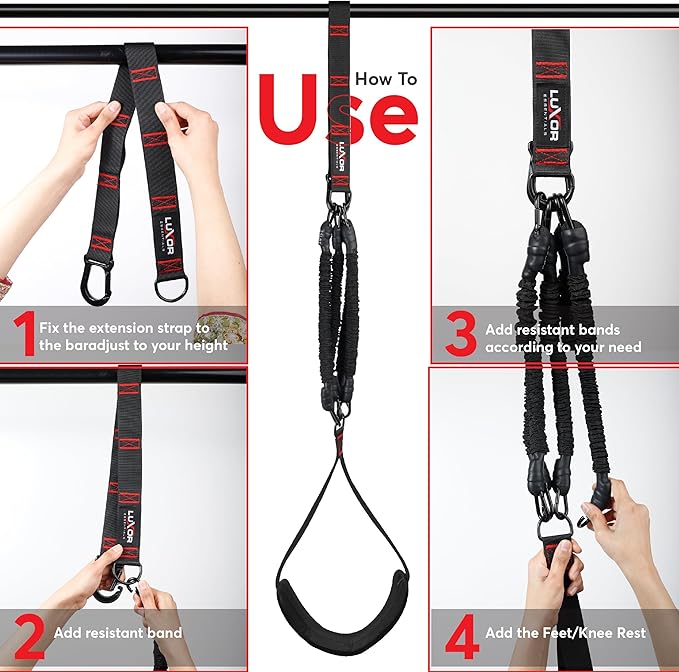 Pull Up Assistance Bands 260lbs - 4 Heavy Duty Assisted Pull Up Bands - Adjustable Strength Resistance Band Pull Up Assist, Training Equipment with Foot Rest, Bar Band for Home & Gym