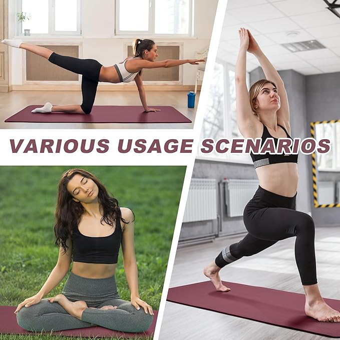 Quality Exercise Yoga Mat, 1/2-Inch Thick High-Density Foam for Full-body workout, Anti-Tear and non-slip Surface, Includes Carry Strap for Home & Studio Workouts,Multiple Options