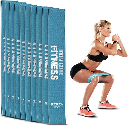 Fabric Mini Resistance Bands Sets for Trainers, Bootcamp, Gym for Men and Women in Fun Colors - Ebook, Videos and Workout Chart Included by Iron Core Fitness