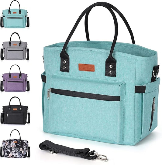 Insulated Lunch Bag for Women Men,Adult Lunch Box for Women with Adjustable Shoulder Strap,Portable Large Lunch Tote Bag for Office Work Picnic Beach,Reusable Lunch Cooler Bag