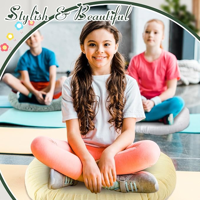 Jerify Floor Pillow Cushions 22 x 22 Inch Round Square Large Meditation Floor Pillow for Classroom Adult Meditation Picnic Party Cushion for Seating Gift Christmas(Round,Macaroon,4 Pcs)