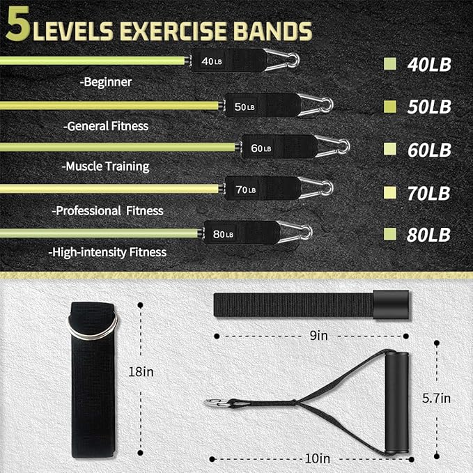 VEICK Resistance Bands, Exercise Bands, Workout Bands, Resistance Bands for Working Out with Handles for Men and Women, Exercising Bands for Fitness Weights Work Out at Home