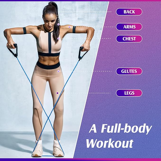 Shappy 10 Pcs Resistance Bands with Handles Exercise Stretch Bands for Exercise Woman Man Training Physical Therapy Workouts Fitness