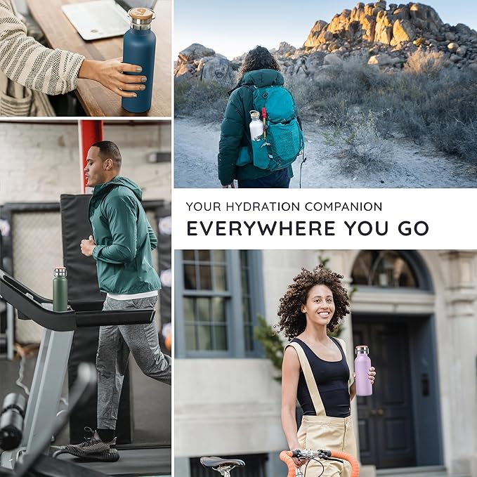 Bambaw Insulated 750ml Vacuum Water Bottle – Light Blue, Stainless Steel, Leakproof, Walking Bottle