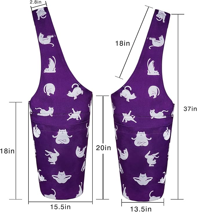 Fashion Printed Yoga Mat Bag with Large Side Pocket & Zipper Pocket Long Tote Yoga Bag Fit Most Size Mats - Holds More Yoga Accessories