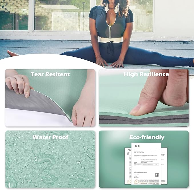 Yoga Mat Non Slip, Pilates Fitness Mats, Eco Friendly, Anti-Tear 1/4" Thick Yoga Mats for Women, Exercise Mats for Home Workout with Carrying Sling and Storage Bag