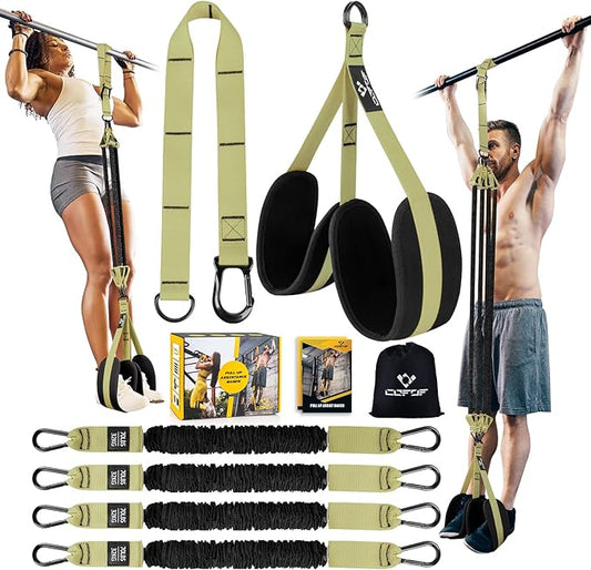 Pull Up Assistance Bands, 4 Adjustable Heavy Duty Resistance Bands for Pull Up Bar, Pull Up Assist Bands with Fabric Feet/Knee Rest for Home Gym Fitness Exercise Strength Training(70-280lbs)