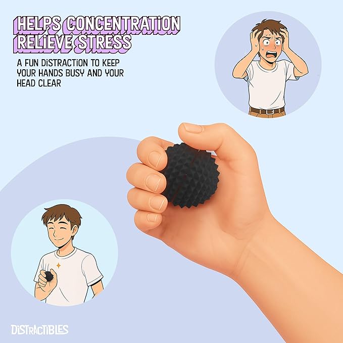 Round Spiked Sensory Fidget Clicker, Tactile Stimming Device with Mechanical Clicky Switches, Lanyard Attachment, Ideal for Pain Stim, ADHD, Autism & Stress Relief (Black, Medium)