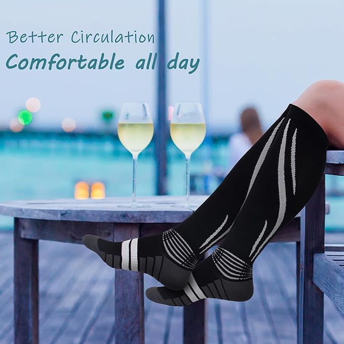 Compression Socks for Men & Women 20-30 mmHg Knee High -Best Support for Medical, Athletic, Sports, Travel (1/2Pairs)