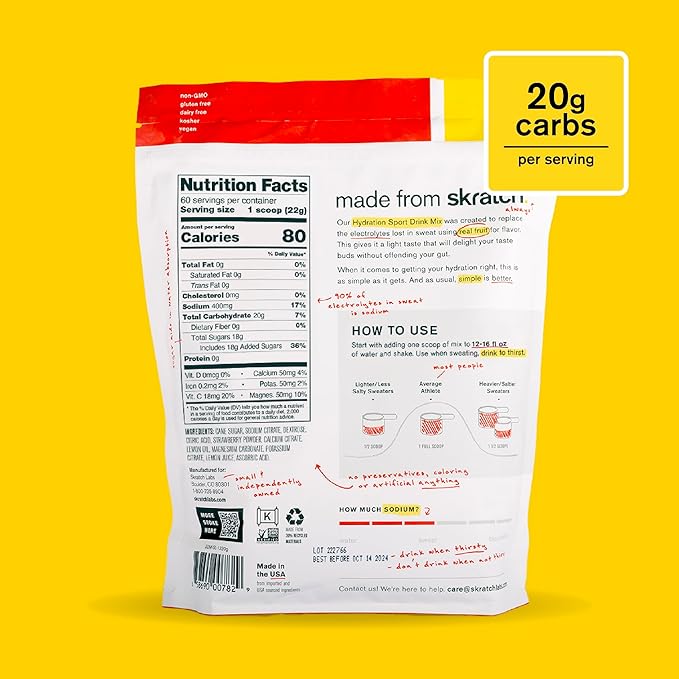 Skratch Labs Hydration Powder | Sport Drink Mix | Electrolytes Powder for Exercise, Endurance, and Performance | Strawberry Lemonade | 60 Servings | Non-GMO, Vegan, Kosher