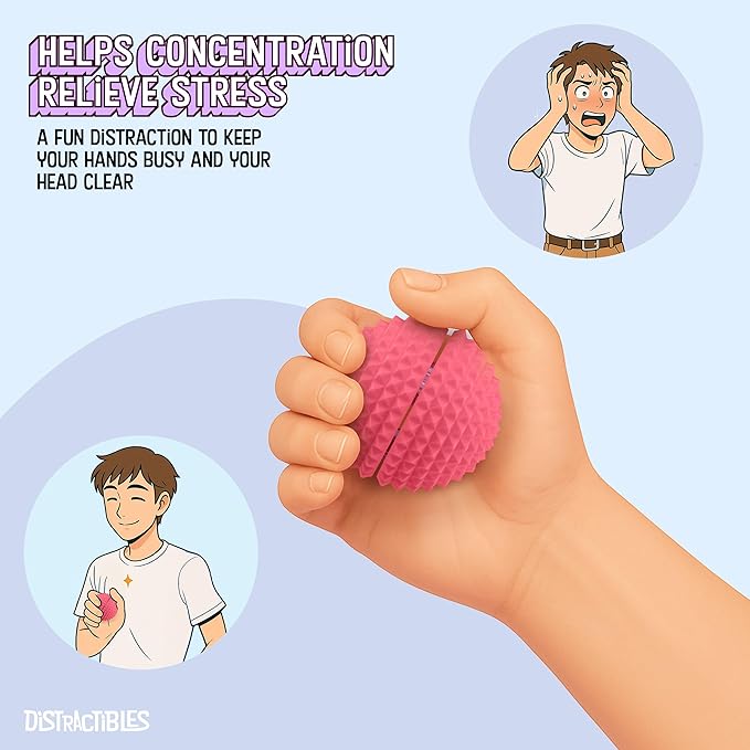 Round Spiked Sensory Fidget Clicker, Tactile Stimming Device with Mechanical Clicky Switches, Lanyard Attachment, Ideal for Pain Stim, ADHD, Autism & Stress Relief (Pink, Large)