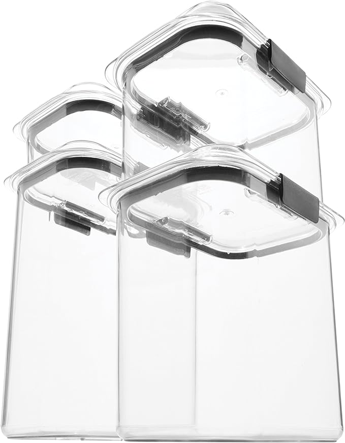 Rubbermaid Brilliance Pantry Food Storage Containers, Set of 4 (8 Pieces), BPA-Free, Clear, Airtight