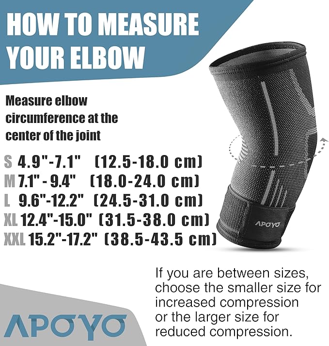 APOYO Elbow Brace for Tendonitis and Tennis Elbow, (Pair) Compression Sleeve for Arthritis, Workouts, Reduce Joint Pain During Fitness Activity (Small)