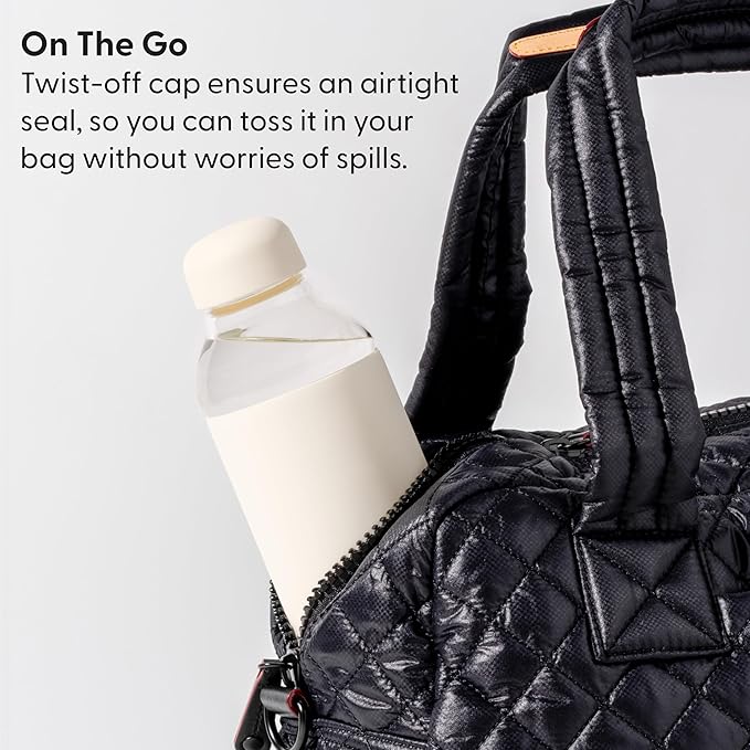 W&P Porter Glass Water Bottle w/Protective Silicone Sleeve | Terazzo Charcoal 20 Ounces | On-the-Go | Reusable Bottle for Coffee, Tea and Water | Portable