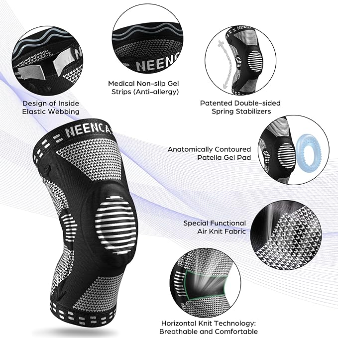 NEENCA Professional Knee Brace for Women/Men, Knee Support with Patella Pad & Side Stabilizers, Compression Knee Sleeve for Knee Joint Pain, Meniscus Tear, ACL, PCL, Runner, Workout - FSA/HSA Approved